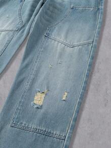 Manfinity Denimwave Quần jean thợ mộc ống thẳng kiểu vintage dành cho nam giới, đã qua xử lý giặt. - Rửa nhẹ - Xem 3