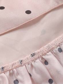 DAZY Vestido con cuello en V, estampado de lunares, estilo coreano con volantes y lazo, adecuado para fiesta de cumpleaños y vestido de verano - Rosa - Ver 4