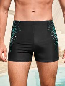 Manfinity VDAYZ 男士沙滩度假休闲印花泳裤 - 黑色 - 查看 4