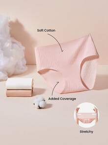 LUVLETTE Plus 3-Pack Soft Cotton High-Waist Briefs Women Underwear Panty Set - Multicolor - View 4