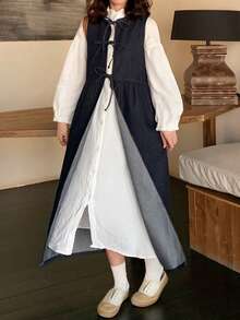 FRIFUL Women's Casual Tie-Up Sleeveless Denim Dress - Blue - View 6