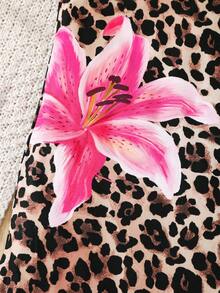 SHEIN 女童豹纹碎花吊带连衣裙 - 淺粉色 - 查看 4