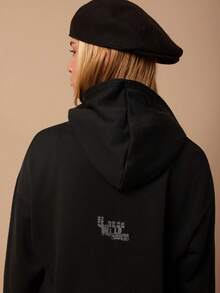 SURIMA 女士宽松图案黑色卫衣 - 黑色 - 查看 2