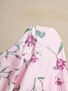 Poéselle 女士V领印花优雅收腰长款派对连衣裙 - 淺粉色 - 查看 9