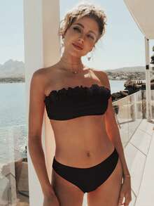 SHEIN Swim 女士比基尼套装 - 黑色 - 查看 3
