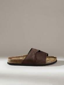 Solecia Women's Hollow-Out Design Open Toe Breathable Beach Sandals, Coffee Brown Casual Vacation Flat Slippers - Coffee Brown - View 6