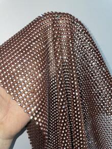 EgrlEra Đầm siêu ngắn lưới đính đá lấp lánh dành cho nữ, gợi cảm, xuyên thấu, thích hợp cho trang phục dự tiệc bar. - Màu nâu Sô-cô-la - Xem 7