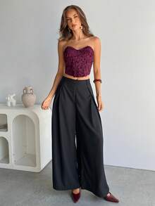 Aloruh Señora para una elegante y cómoda salida de primavera, con elegante encaje tridimensional. Sujetador recogido, parte superior con forma de copa, vestido ajustado al Body, copas del pecho recogidas, tirantes atados con lazos. Adecuado para conciertos, conciertos de música country, discotecas y fiestas sexys. Body de fiesta sexy y elegante, parte superior. - Rojo violeta - Ver 6