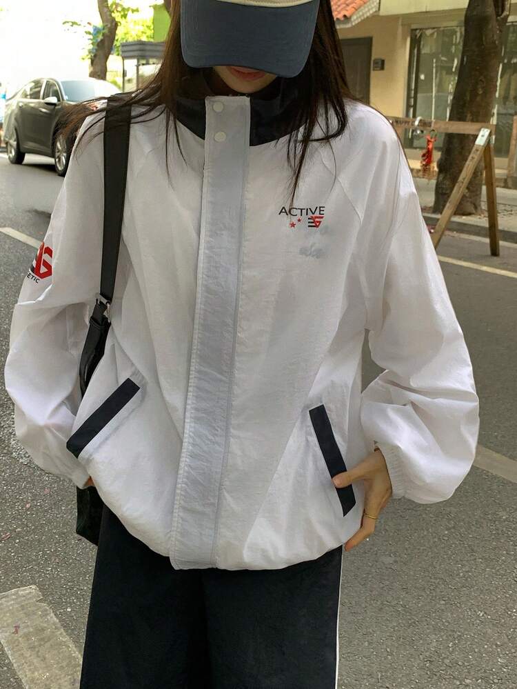 Women's Casual Turndown Collar Long Sleeve Lightweight Jacket, Korean Style