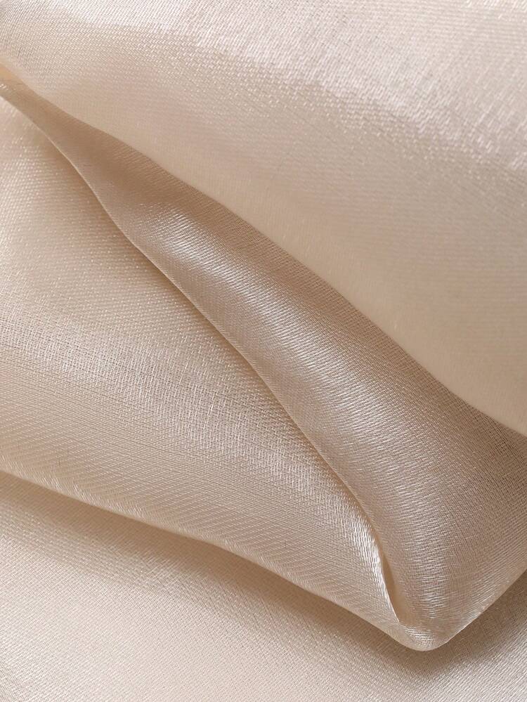 Baby Girls' Round Neck Satin Bow Tie Puff Sleeve Ruffle Trim Korean Style Birthday Party Dress Toddler Girls Clothes