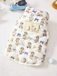 PETSIN 可爱冬季宠物服装泰迪熊高领小型犬保暖宠物背心外套宠物熊图案猫咪背心幼犬服装 - 彩色 - 查看 6