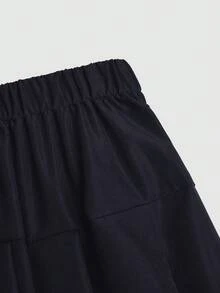 Sweetra 时尚甜美休闲黑色金属朋克百褶迷你裙 - 藏蓝色 - 查看 7