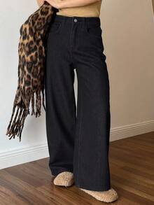 DAZY Women's Straight Leg Casual Thermal Lined Jeans - Black - View 3