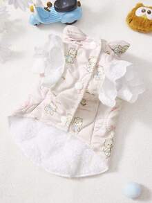 PETSIN 宠物狗衣服，高领设计，适合小型犬，外套派克大衣，可爱保暖，冬季绗缝毛绒，可拉开拉链，幼犬背心 - 彩色 - 查看 6