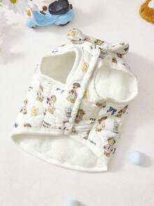 PETSIN 可爱冬季宠物服装泰迪熊高领小型犬保暖宠物背心外套宠物熊图案猫咪背心幼犬服装 - 彩色 - 查看 9