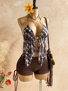 Soleia Women's Summer Beach Vacation Backless Halter Neck Camisole - Multicolor - View 5