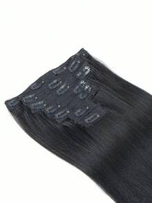 Light Yaki Straight Clip In Hair Extensions 7 Pcs Real Human Hair Clip In Extensions Yaki Straight Remy Human Hair Extensions Clip Ins For Women - SNatural - View 7