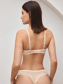 Ocili Comfortable Bohemian Floral Print Wireless Mesh Bra, Minimalist Cozy Lingerie, Easy Comfort Chic Autumn Casual Women's Bra - Khaki - View 3