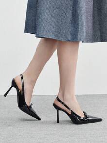CUCCOO BIZCHIC Tacones altos de punta cuadrada, sexy y de moda para mujer - Negro - Ver 1
