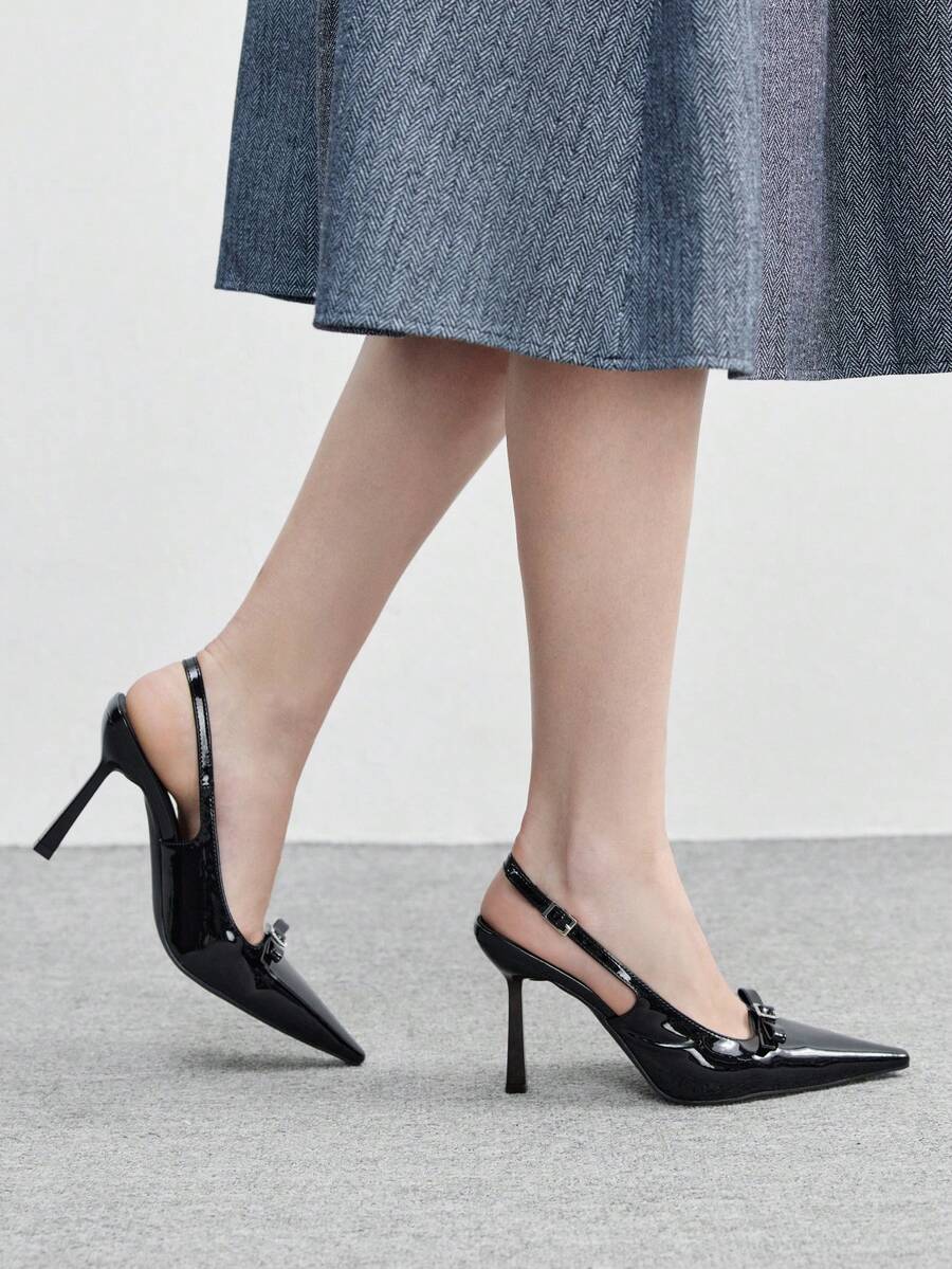 CUCCOO BIZCHIC Tacones altos de punta cuadrada, sexy y de moda para mujer - Negro - Ver 1