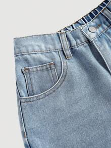 Girlism Quần short denim dài dáng rộng, cạp cao, màu sáng, bạc màu, viền thô, thời trang Y2K cho bé gái, thích hợp cho thể thao ngoài trời, mùa xuân và hè, phong cách Boho, mùa vintage//bãi biển/lễ tốt nghiệp thanh lịch, bộ jumpsuit thường ngày, kỳ nghỉ hè, mùa xuân, bãi biển, kỳ nghỉ, ngày lễ tình nhân, kỳ nghỉ hè, kỳ nghỉ biển. - Rửa nhẹ - Xem 5