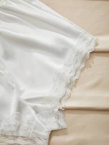 Charlaine Women Lace Trim Backless Camisole & Shorts Pajama Set - White - View 4