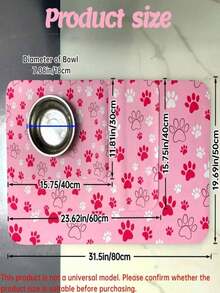 1pc,Creative Cartoon Paw Print Cat/Dog Lover Gift And Dog/Cat Mom Love Pet Mat, Dirt Resistant Anti-Slip Cat Lover And Cat Mom Love Litter Mat, Soft Absorbent Machine Washable Cat/Dog Lover Gift And Dog/Cat Mom Love Pet Food Bowl Mat - Pink - View 10