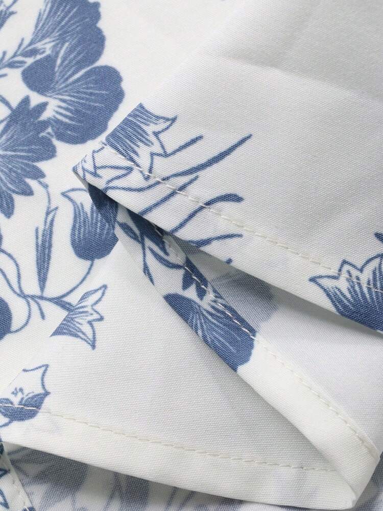 Women's Elegant Floral Print Frill Trim Tie Cami Top And Skirt 2 Pieces Set, Summer,Wedding Guest Dress Women