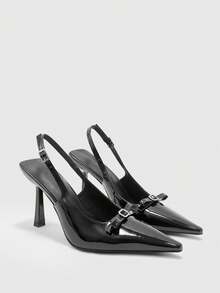 CUCCOO BIZCHIC Tacones altos de punta cuadrada, sexy y de moda para mujer - Negro - Ver 4