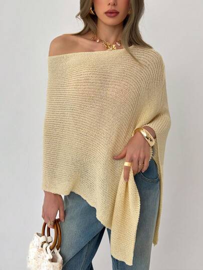 Aloruh Ny damponcho med asymmetrisk fåll, sjalkrage, elegant pendlingströja i vintage-stil för tidig vår