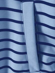 Rusticease 两件套加大码女式休闲条纹连帽衫外套和裤子套装，带口袋，秋冬季 - 藍色 - 查看 8