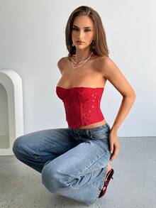 Aloruh Blusas para Mujer - Rojo - Ver 7