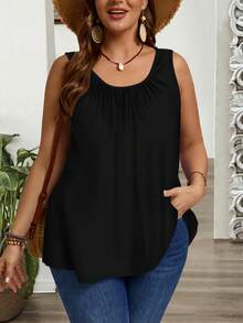 EMERY ROSE Camiseta y top sin mangas con pliegues y tirantes anchos, de corte holgado y talla grande, adecuado para primavera/verano - Multicolor - Ver 4