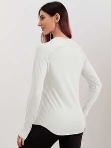 Easithlete Áo thun thể thao crop top đen áo thun tập gym áo thun bó sát áo ba lỗ tập luyện - trắng - Xem 2