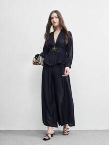 CUCCOO BIZCHIC Square Toe Minimalist Fashionable Versatile Casual/Office Commute Women High Heel Sandals - Black - View 3