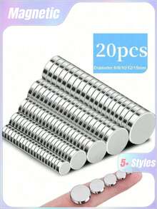 20pcs Diameter6/8/10/12/15mmxThickness2.6mm, Refrigerator Magnets, Small Round Multi-Use Premium Neodymium Office Magnets For Fridge, Whiteboard, Billboard In Home, Kitchen, Office And School (Silver) Best Gifts Birthday,Room Decor , Ramadan Decor, Home Decor, Bathroom Decor - Silver - View 1