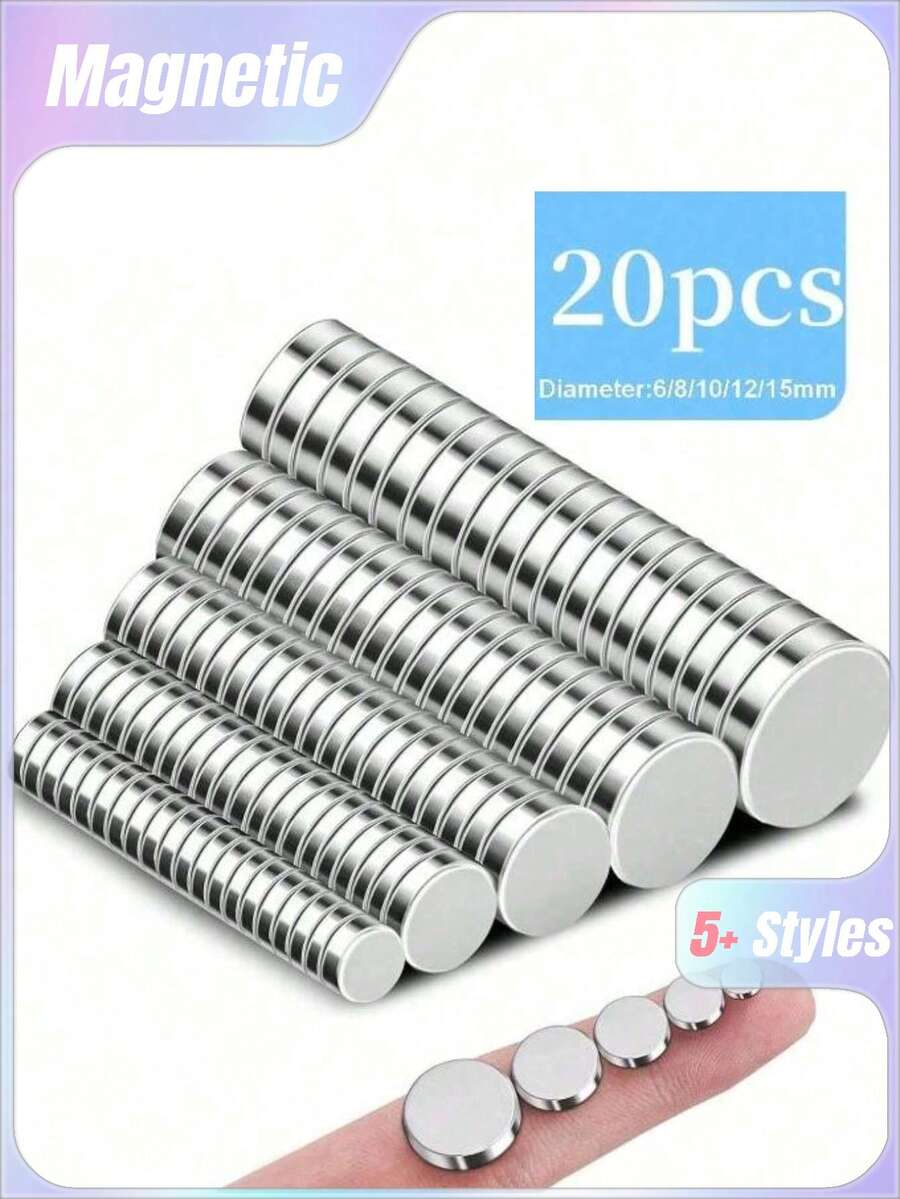 20pcs Diameter6/8/10/12/15mmxThickness2.6mm, Refrigerator Magnets, Small Round Multi-Use Premium Neodymium Office Magnets For Fridge, Whiteboard, Billboard In Home, Kitchen, Office And School (Silver) Best Gifts Birthday,Room Decor , Ramadan Decor, Home Decor, Bathroom Decor - Silver - View 1