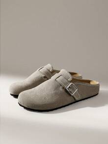 Solecia Women's Buckle Design Casual Versatile Flat Shoes - Grey - View 3