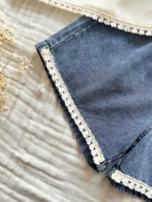 Vintaside Kids 女童夏季圆领无袖简约休闲时尚百搭背心，搭配时尚百搭休闲水洗牛仔短裤套装，适合旅行、度假或日常休闲参加家庭聚会。 - 杏色 - 查看 8