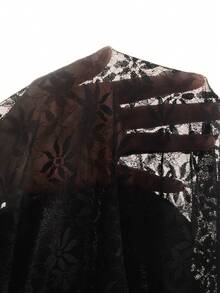 Mistrie Club Wear Sexy Sheer Black Lace Turtleneck Cutout Bodycon Romper - Black - View 5