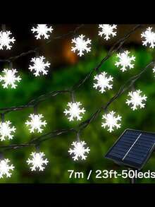 Solar Snowflake String Lights, 5m 20leds / 7m 50leds /12m 100leds Christmas Decorations, Multicolor 8 Lighting Modes, Outdoor Waterproof Garden Festive Decor, Romantic Atmosphere, For Courtyard, Patio, Holiday, Party, Christmas Tree Decoration - Snowflake - View 18