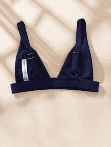Swim Basics Women's Solid Color Minimalist Daily Swimwear Top - Navy Blue - View 2