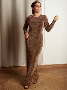 Lupita Cardoza Women's Rhinestone Embellished Fitted Long Dress - Gold - View 4