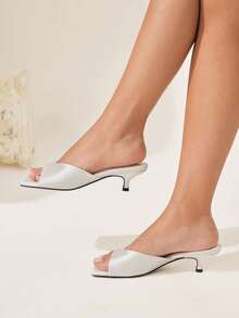 CUCCOO CHICEST Open Toe Heeled Mules Back To School Shoes College Student Shoes Spring Shoes Spring Break Easter For Christmas Valentine's Day Elegant Shoes - Off-white - View 2