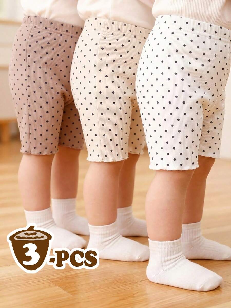Vintaside Kids Babygirl Summer Cute Solid Color Knit Shorts, Multi-Pack