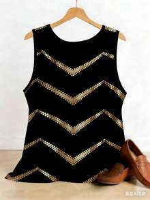 EMERY ROSE Women's Gradient Wavy Striped Print Round Neck Casual Versatile Tank Top, Spring/Summer New Arrival Best Seller - Multicolor - View 2