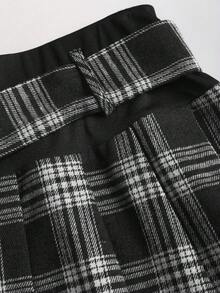 Sweetra Chân váy thời trang thu đông mới, kiểu dáng vintage, gợi cảm, ôm sát, màu cà phê, họa tiết nơ, ren, kẻ caro, đa năng, thanh lịch dành cho nữ. - màu đen - Xem 4