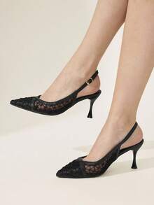 CUCCOO CHICEST 女士尖头搭扣设计时尚优雅高跟鞋 - 黑色 - 查看 1