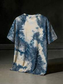 NEON BLANC Men's Tie-Dye Print Crew Neck Casual Knit Short Sleeve T-Shirt - Blue and White - View 2