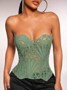 Radiana Áo corset định hình dáng gợi cảm kiểu Pháp dành cho nữ - Màu xanh Bạc hà - Xem 4